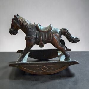 Durham Rocking Horse Mini Figurine Vtg 1970's Metal 3" L x 2.5" T Collectible